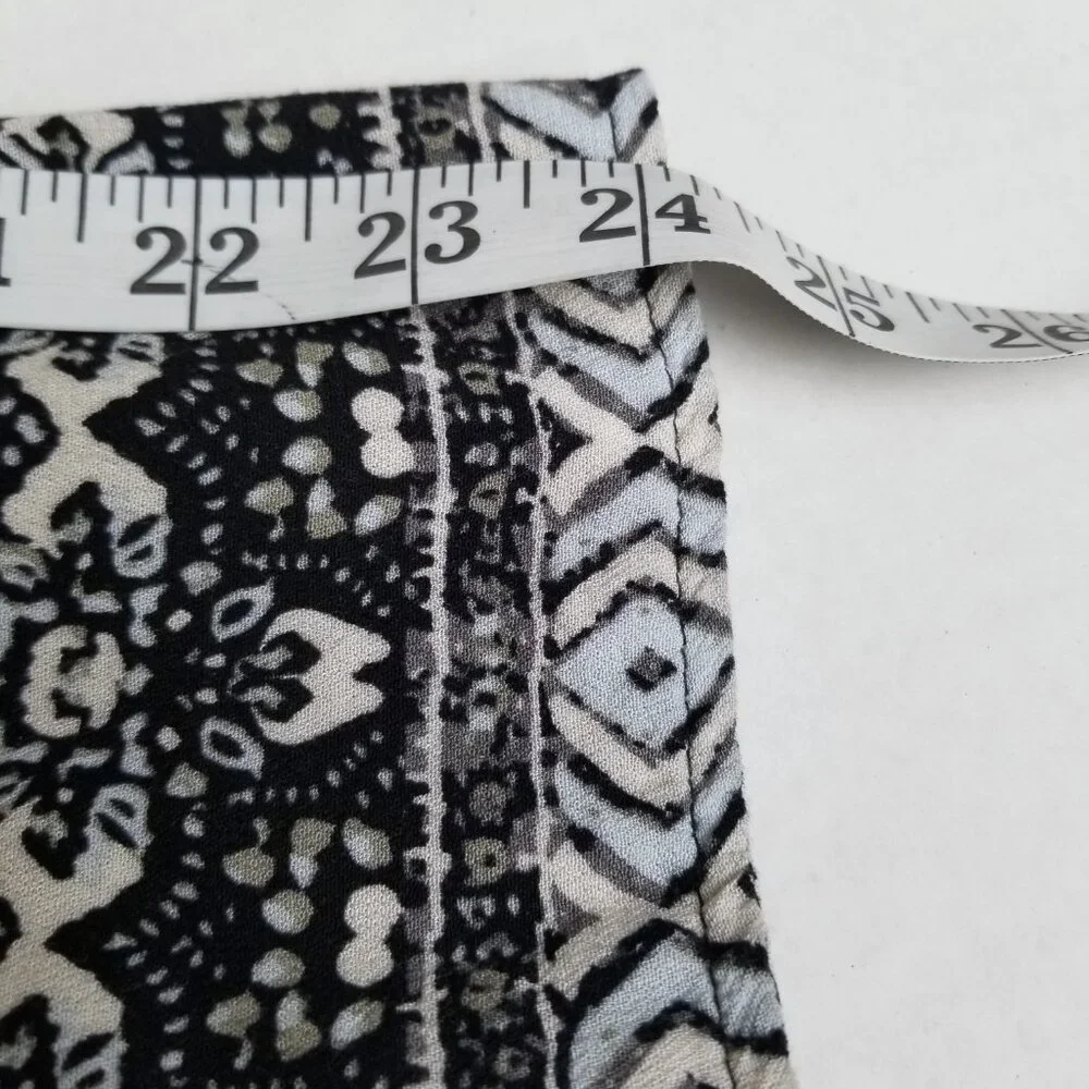 Free People Teagan Boho Tribal Print Mini Dress Bell Sleeves Black White Size S